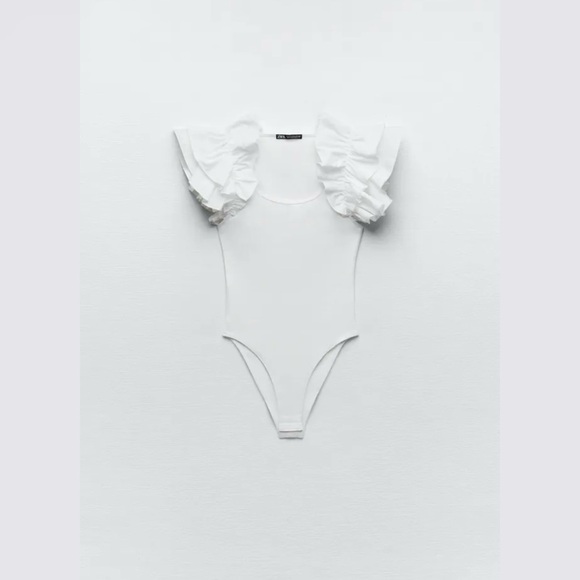 Zara White Ruffled Rib Bodysuit - Picture 14 of 16